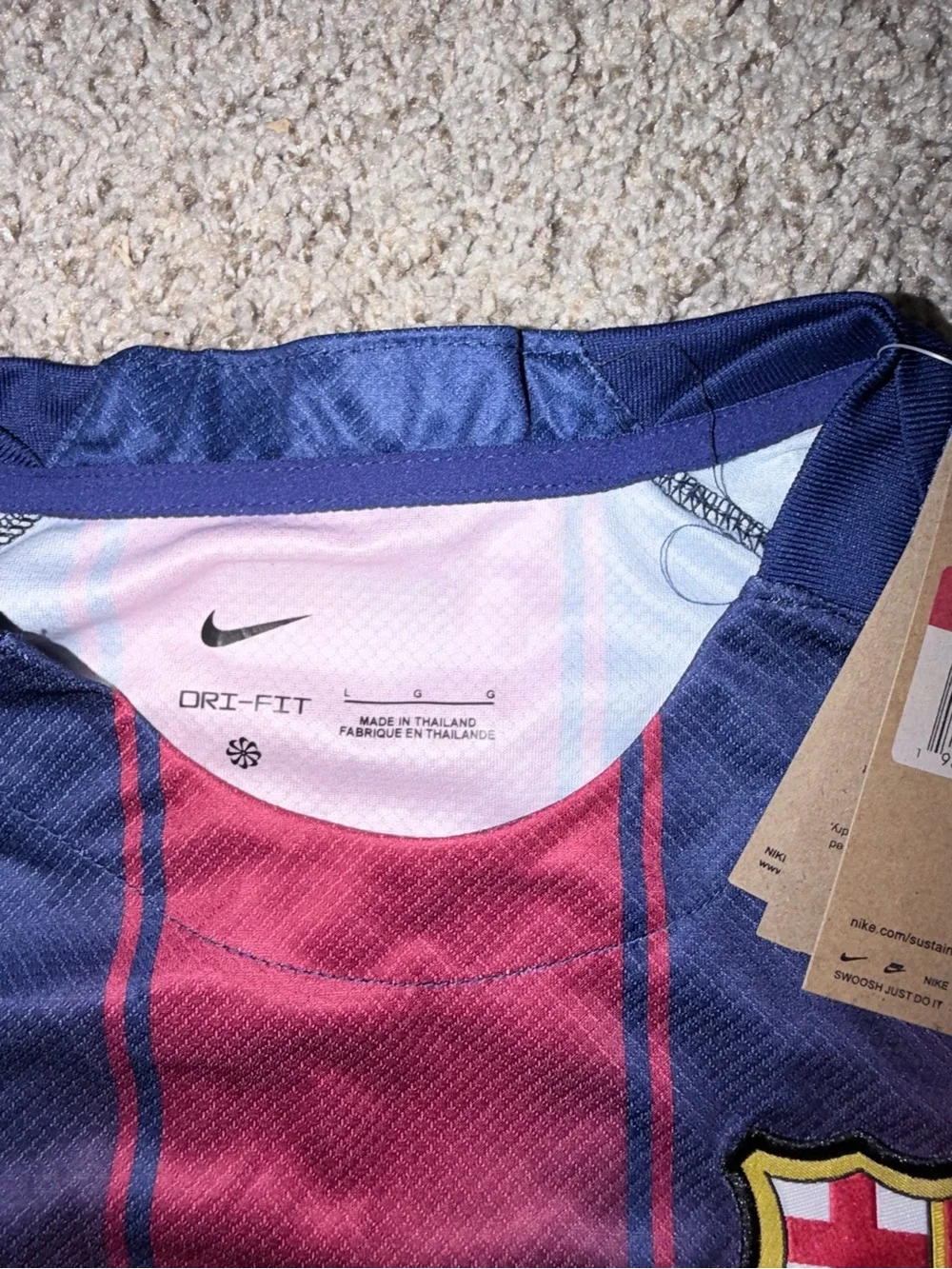 Nike Blue and Burgundy Dri-FIT Soccer Jersey